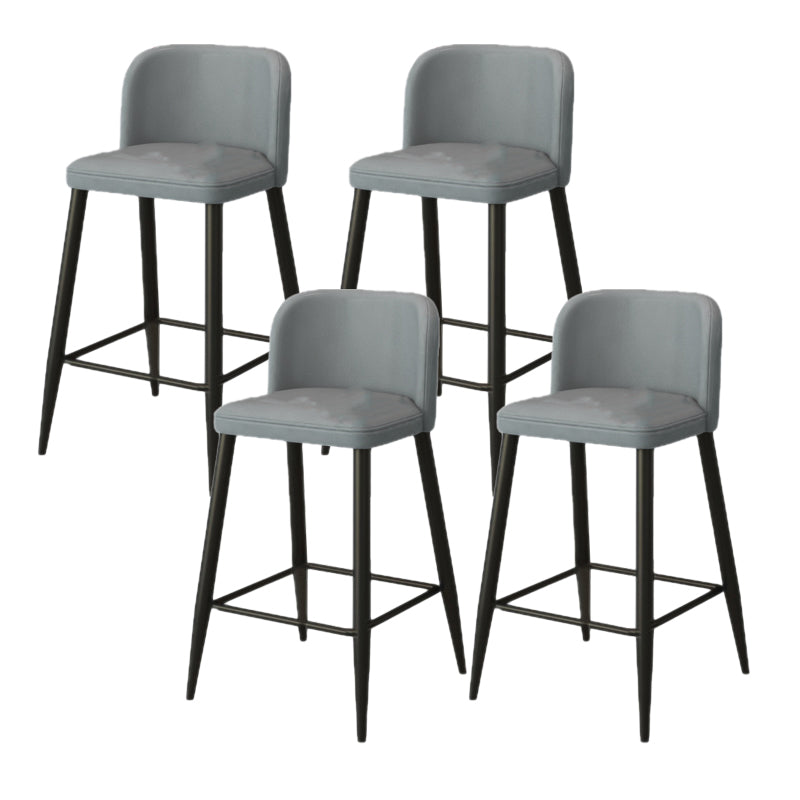Modern Upholstered Low Back Faux Leather Bar Stools with Footrest