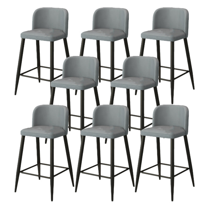 Modern Upholstered Low Back Faux Leather Bar Stools with Footrest