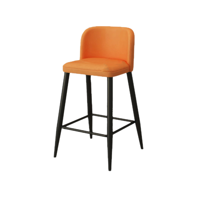 Modern Upholstered Low Back Faux Leather Bar Stools with Footrest