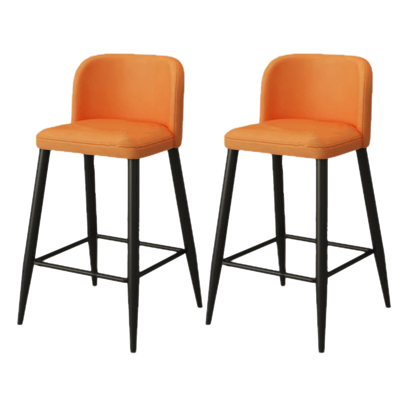 Modern Upholstered Low Back Faux Leather Bar Stools with Footrest