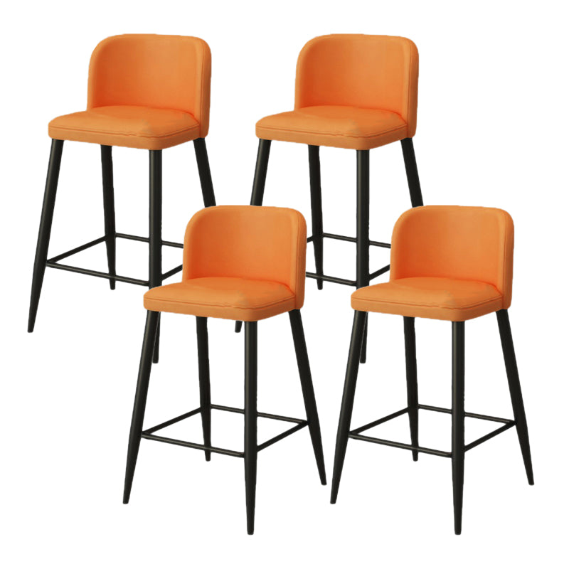 Modern Upholstered Low Back Faux Leather Bar Stools with Footrest