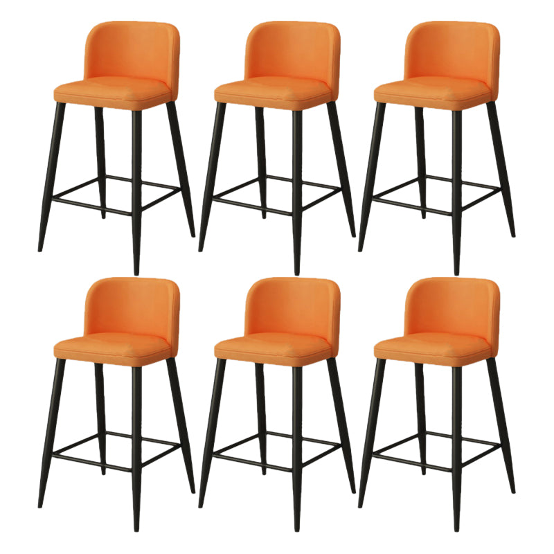 Modern Upholstered Low Back Faux Leather Bar Stools with Footrest