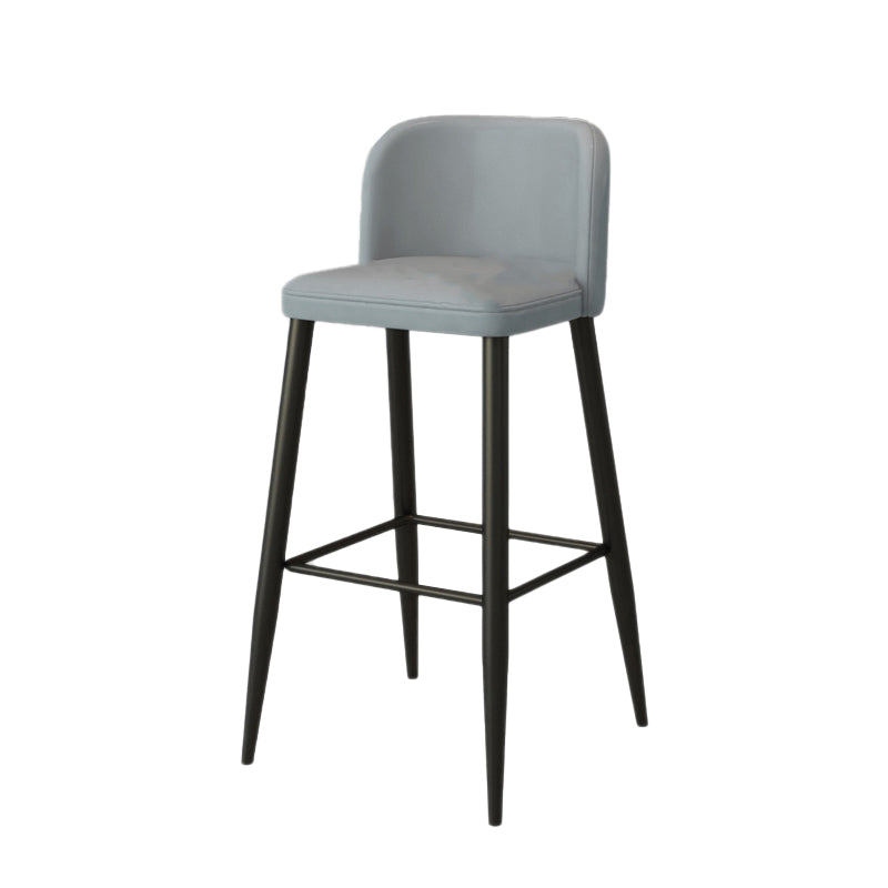 Modern Upholstered Low Back Faux Leather Bar Stools with Footrest
