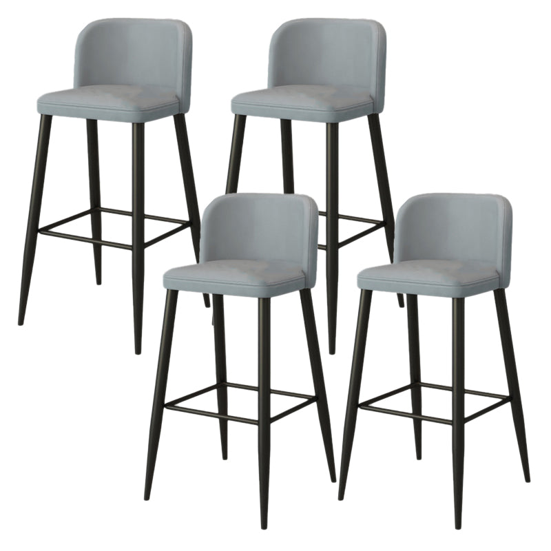 Modern Upholstered Low Back Faux Leather Bar Stools with Footrest