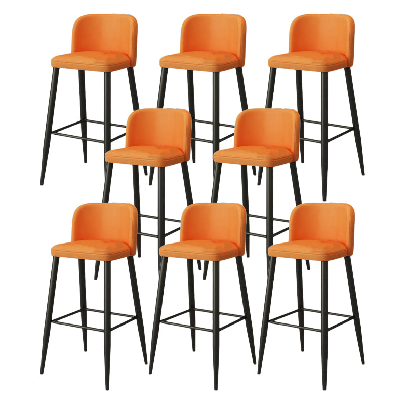Modern Upholstered Low Back Faux Leather Bar Stools with Footrest