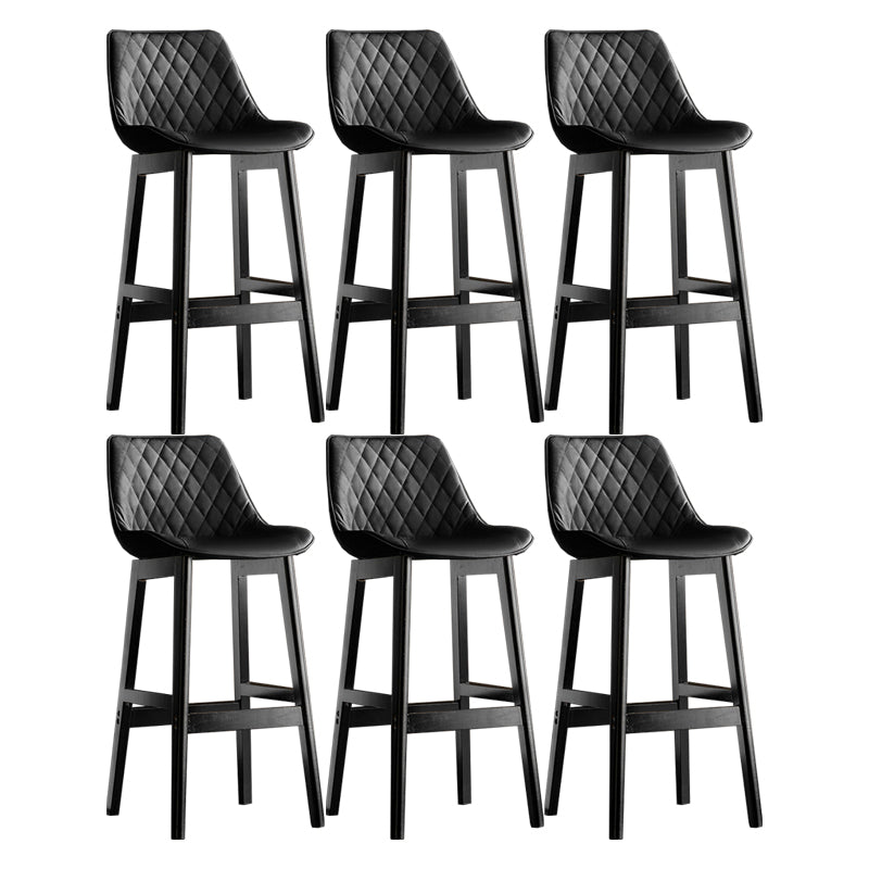 Modern Style Backrest Counter Stool with Wooden Base and Leather Cushion