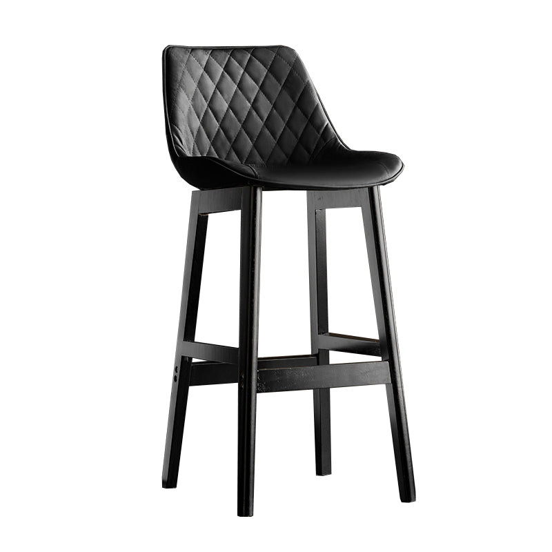 Modern Style Backrest Counter Stool with Wooden Base and Leather Cushion
