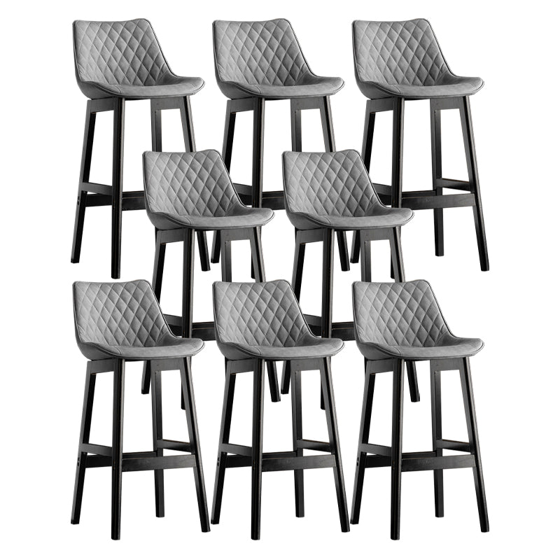 Modern Style Backrest Counter Stool with Wooden Base and Leather Cushion