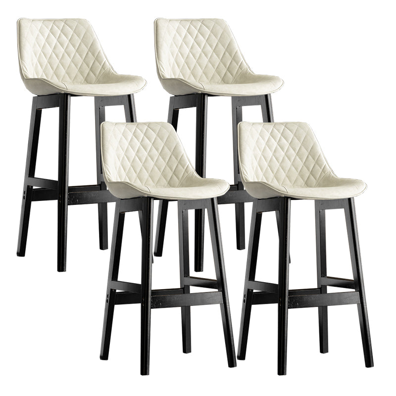 Modern Style Backrest Counter Stool with Wooden Base and Leather Cushion