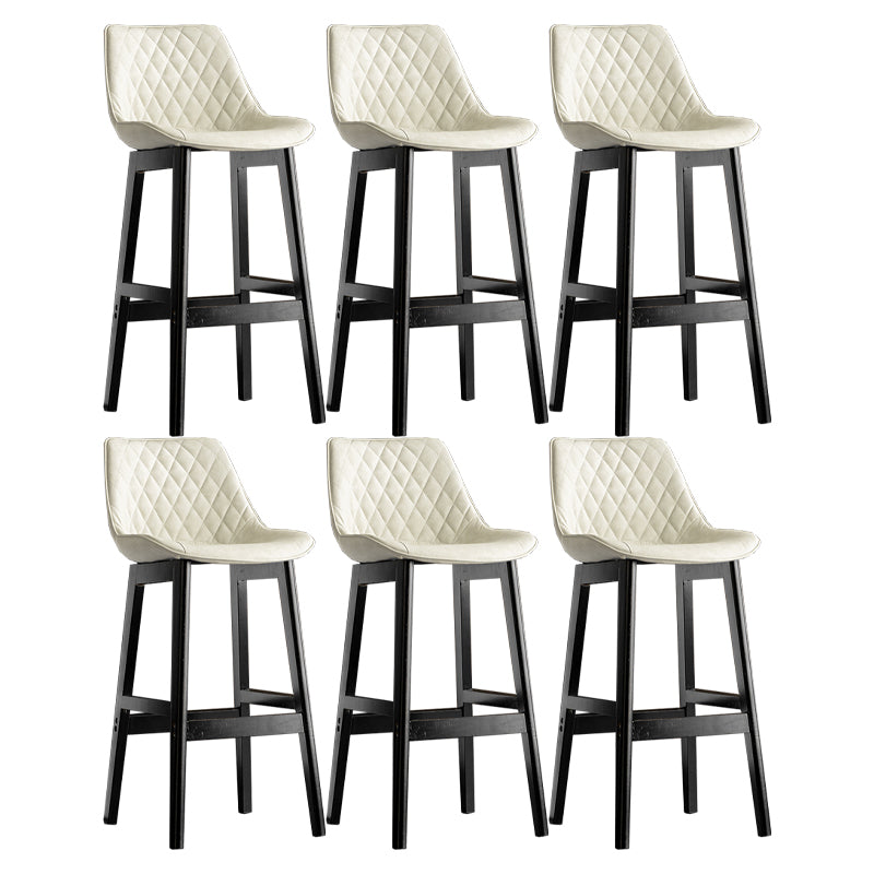 Modern Style Backrest Counter Stool with Wooden Base and Leather Cushion
