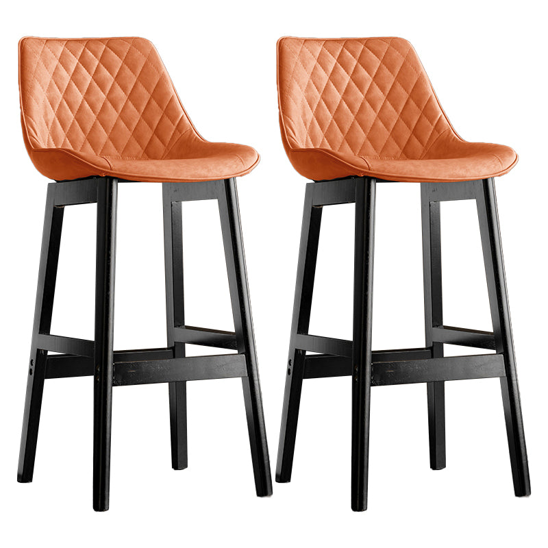 Modern Style Backrest Counter Stool with Wooden Base and Leather Cushion