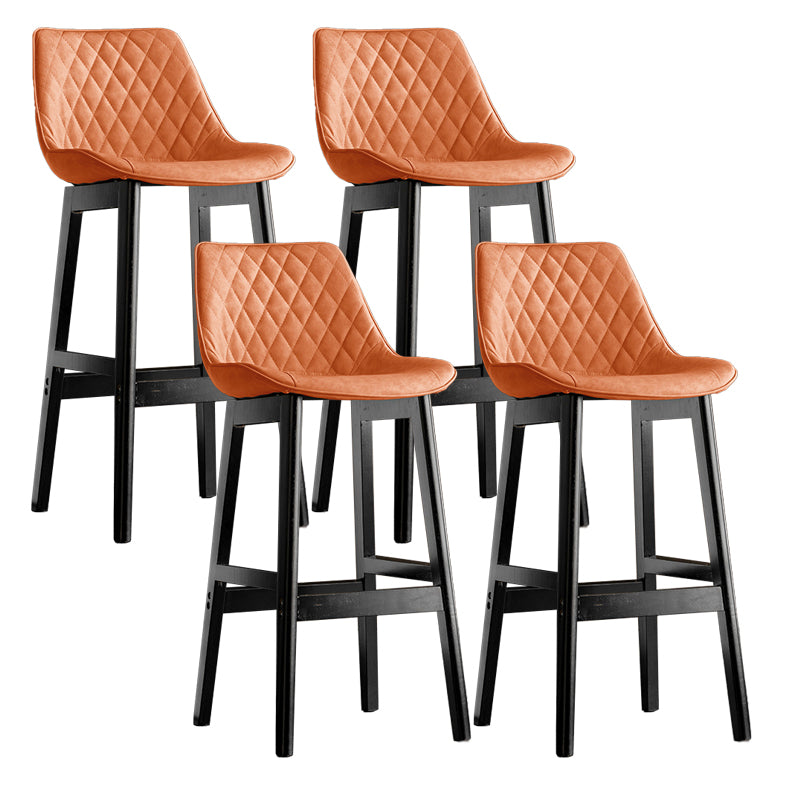 Modern Style Backrest Counter Stool with Wooden Base and Leather Cushion