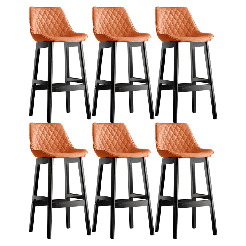 Modern Style Backrest Counter Stool with Wooden Base and Leather Cushion