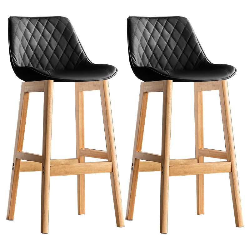 Modern Style Backrest Counter Stool with Wooden Base and Leather Cushion