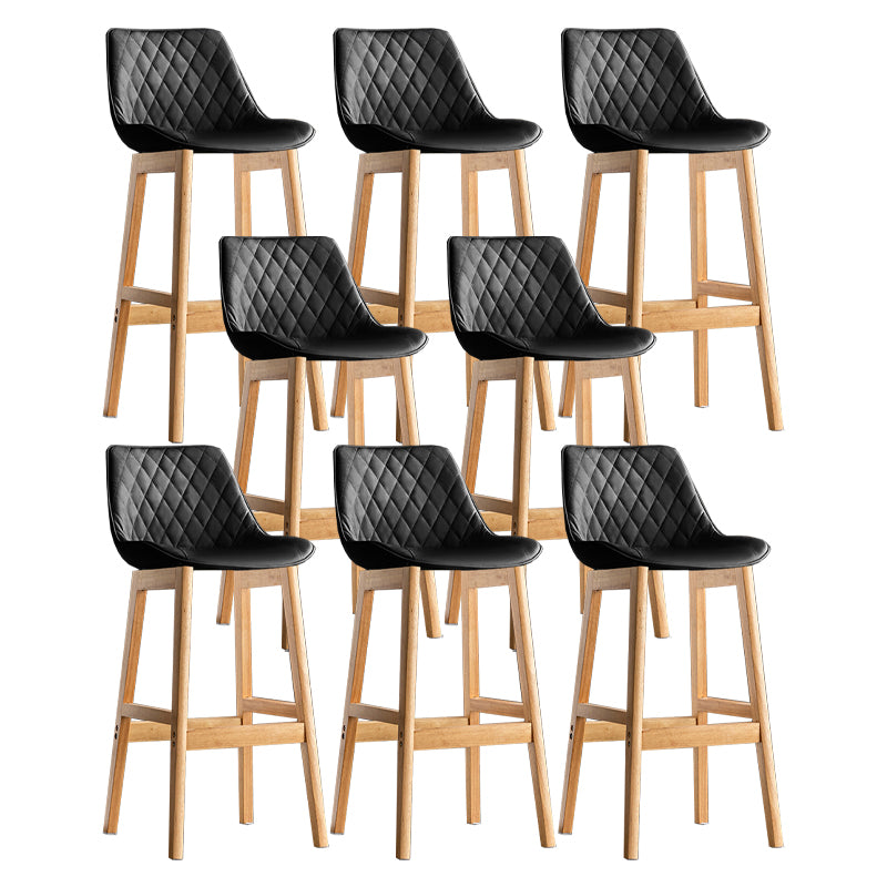 Modern Style Backrest Counter Stool with Wooden Base and Leather Cushion