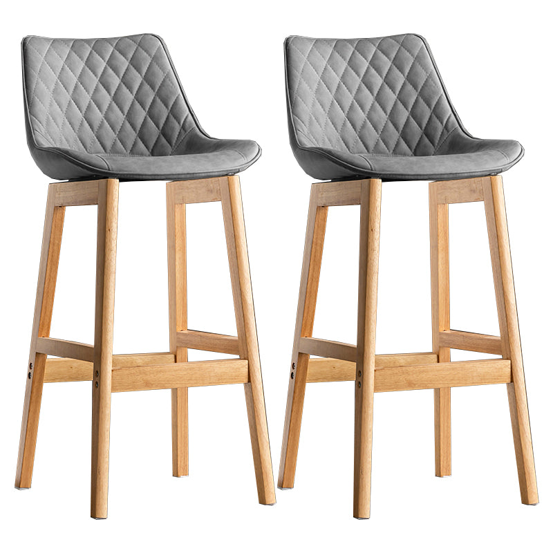 Modern Style Backrest Counter Stool with Wooden Base and Leather Cushion