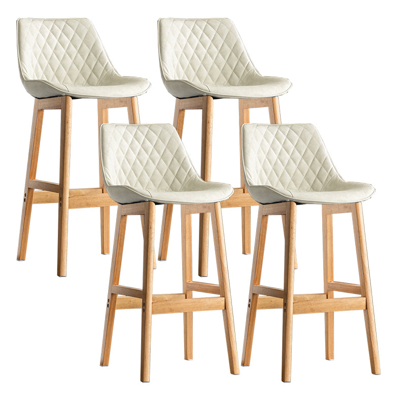 Modern Style Backrest Counter Stool with Wooden Base and Leather Cushion