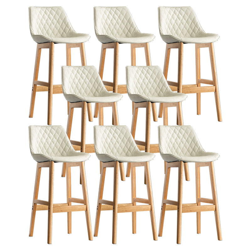 Modern Style Backrest Counter Stool with Wooden Base and Leather Cushion