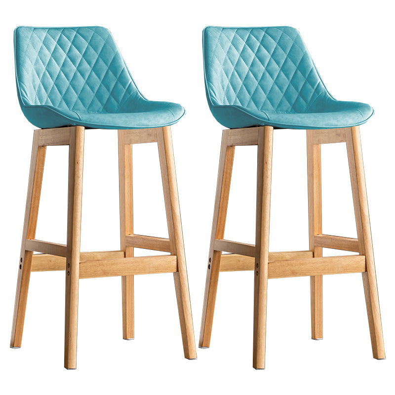 Modern Style Backrest Counter Stool with Wooden Base and Leather Cushion