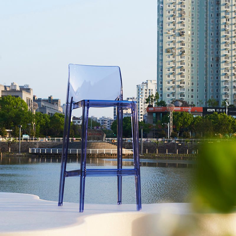 Contemporary Acrylic Low Back Armless Bar Stool with Footrest