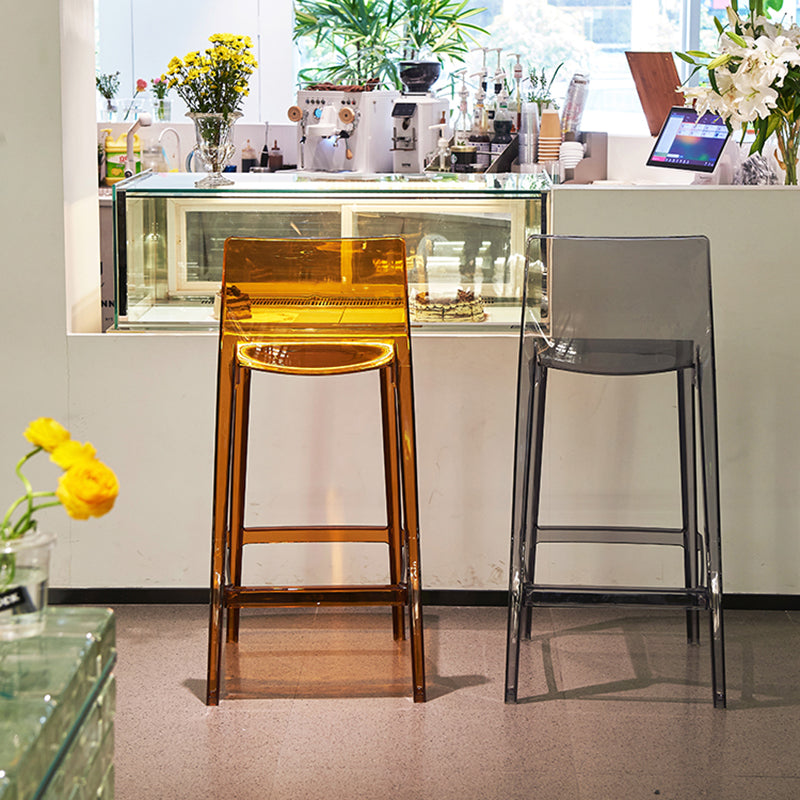 Contemporary Acrylic Low Back Armless Bar Stool with Footrest