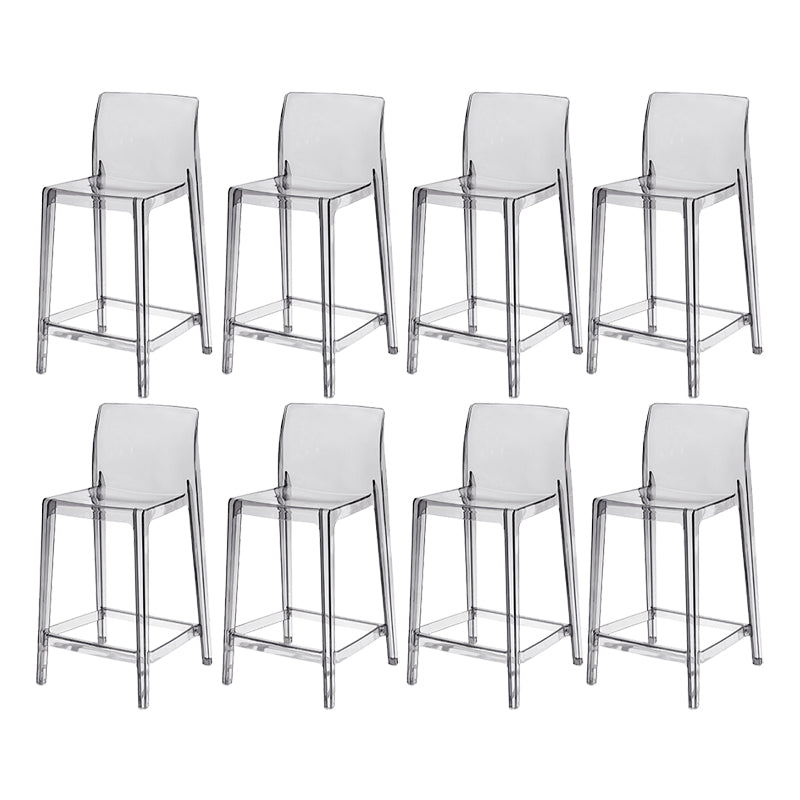Contemporary Acrylic Low Back Armless Bar Stool with Footrest