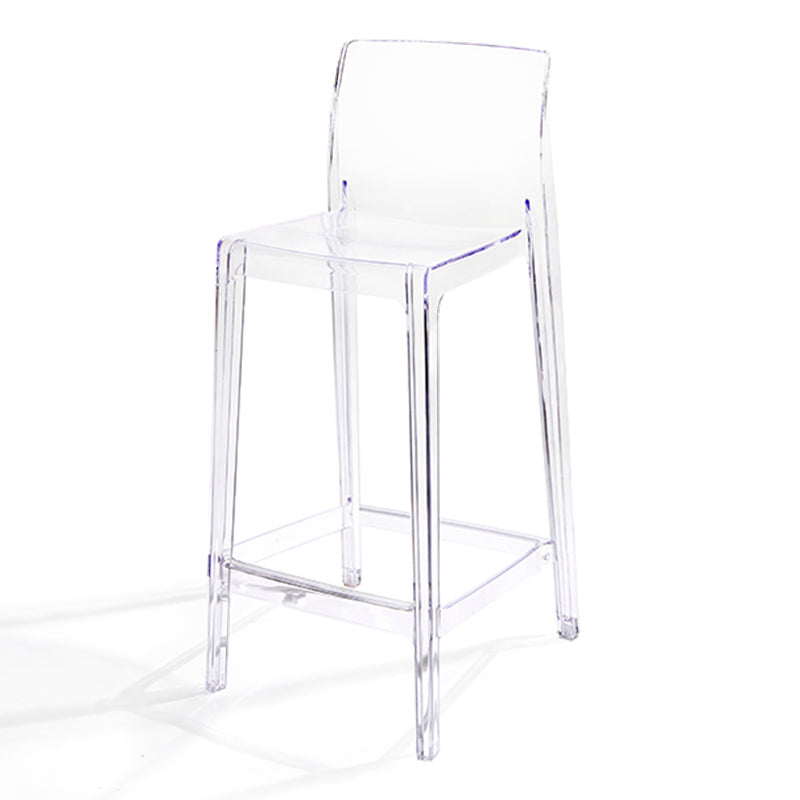 Contemporary Acrylic Low Back Armless Bar Stool with Footrest