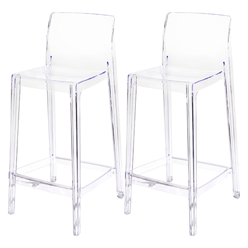 Contemporary Acrylic Low Back Armless Bar Stool with Footrest