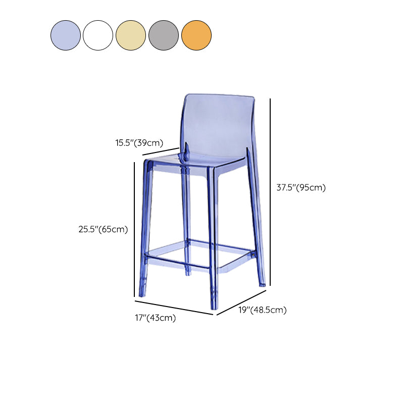 Contemporary Acrylic Low Back Armless Bar Stool with Footrest