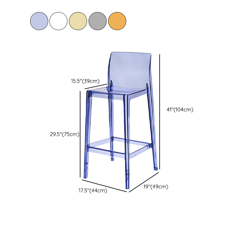 Contemporary Acrylic Low Back Armless Bar Stool with Footrest