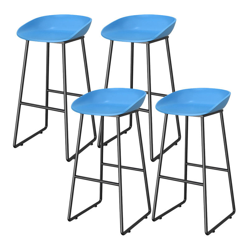 Modern Style Plastic Backless Counter High Stool with Metal Base