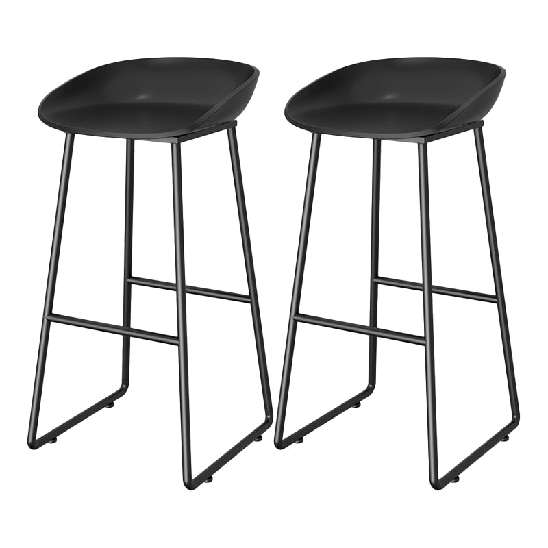 Contemporary Plastic Backrest Counter High Stool with Black Metal Base