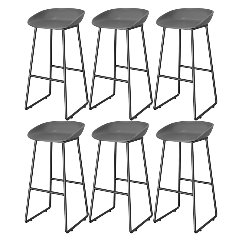 Contemporary Plastic Backrest Counter High Stool with Black Metal Base
