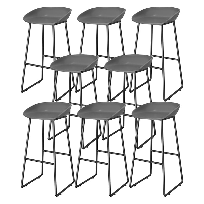 Contemporary Plastic Backrest Counter High Stool with Black Metal Base