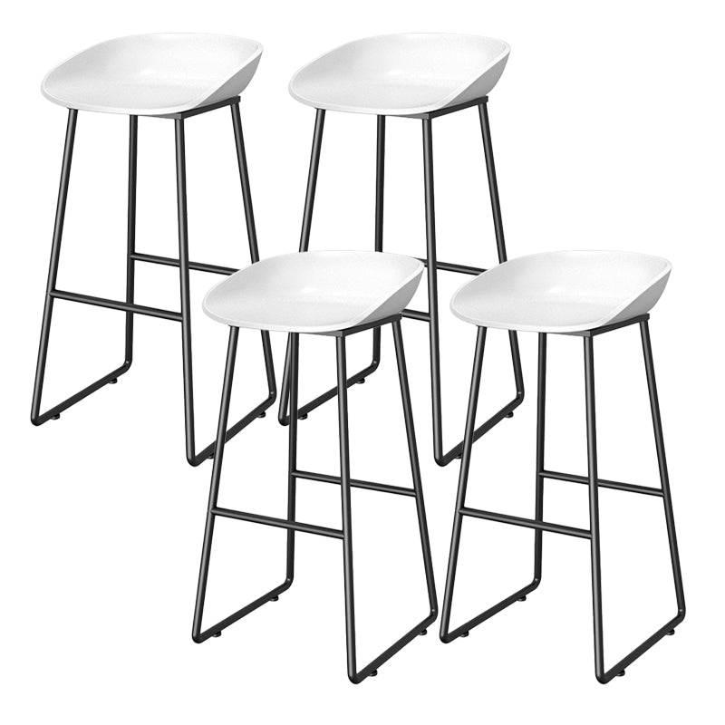 Contemporary Plastic Backrest Counter High Stool with Black Metal Base