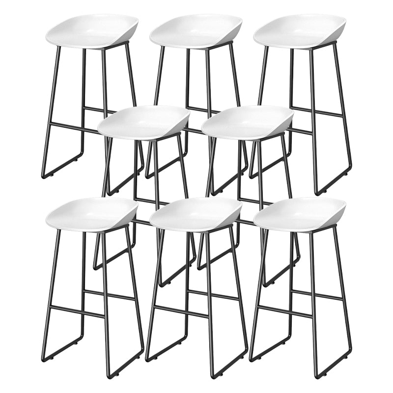 Contemporary Plastic Backrest Counter High Stool with Black Metal Base