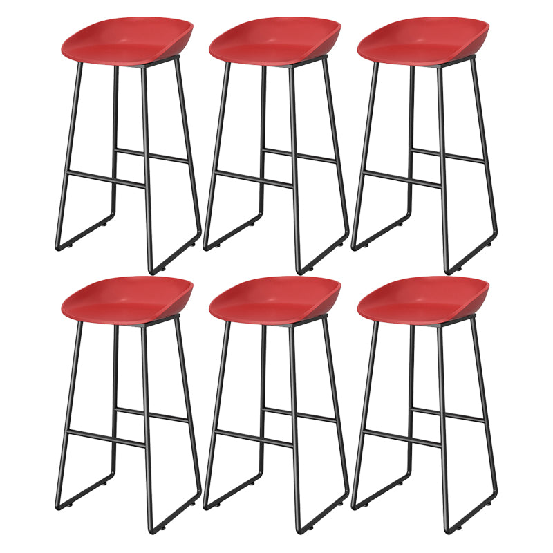 Contemporary Plastic Backrest Counter High Stool with Black Metal Base