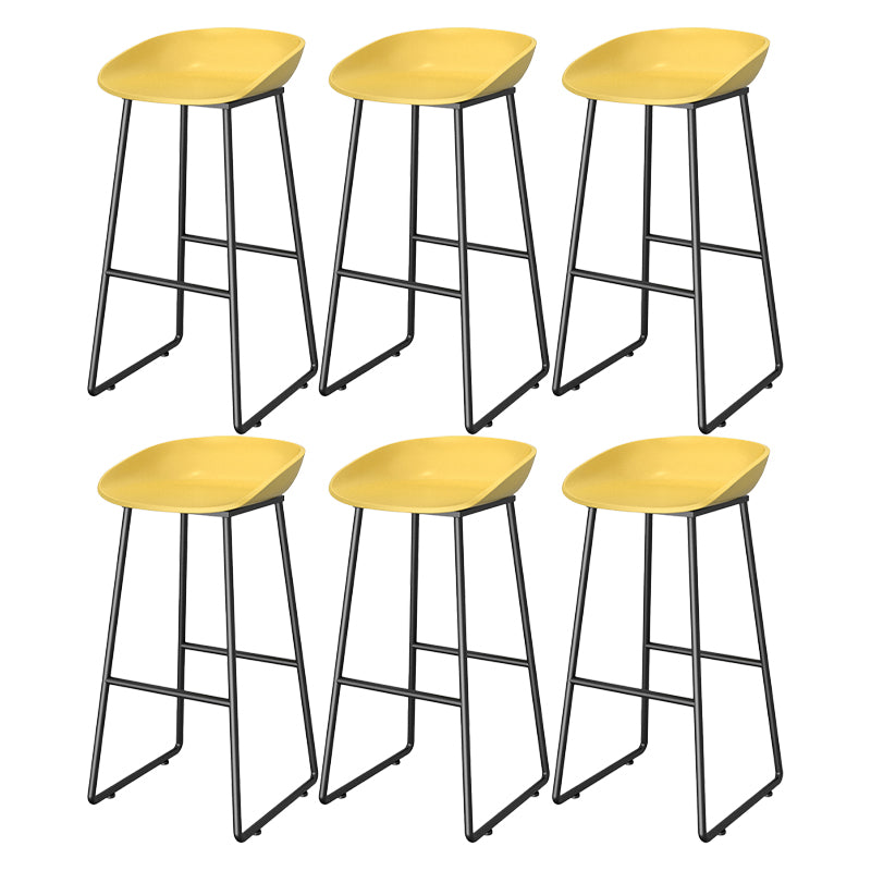 Contemporary Plastic Backrest Counter High Stool with Black Metal Base
