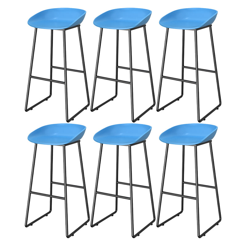 Contemporary Plastic Backrest Counter High Stool with Black Metal Base