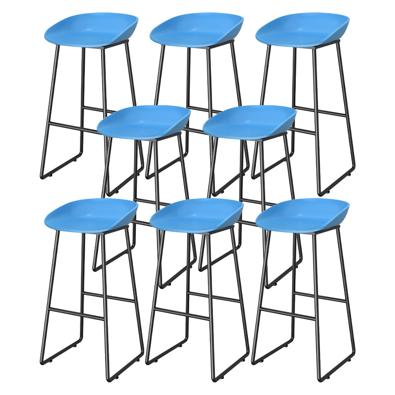 Contemporary Plastic Backrest Counter High Stool with Black Metal Base