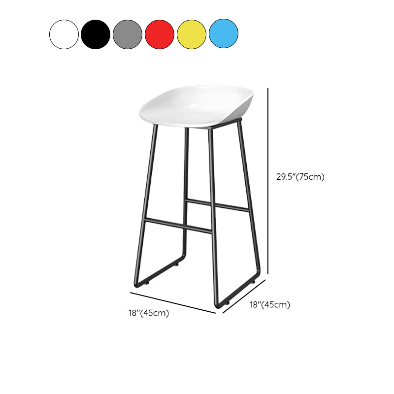 Contemporary Plastic Backrest Counter High Stool with Black Metal Base