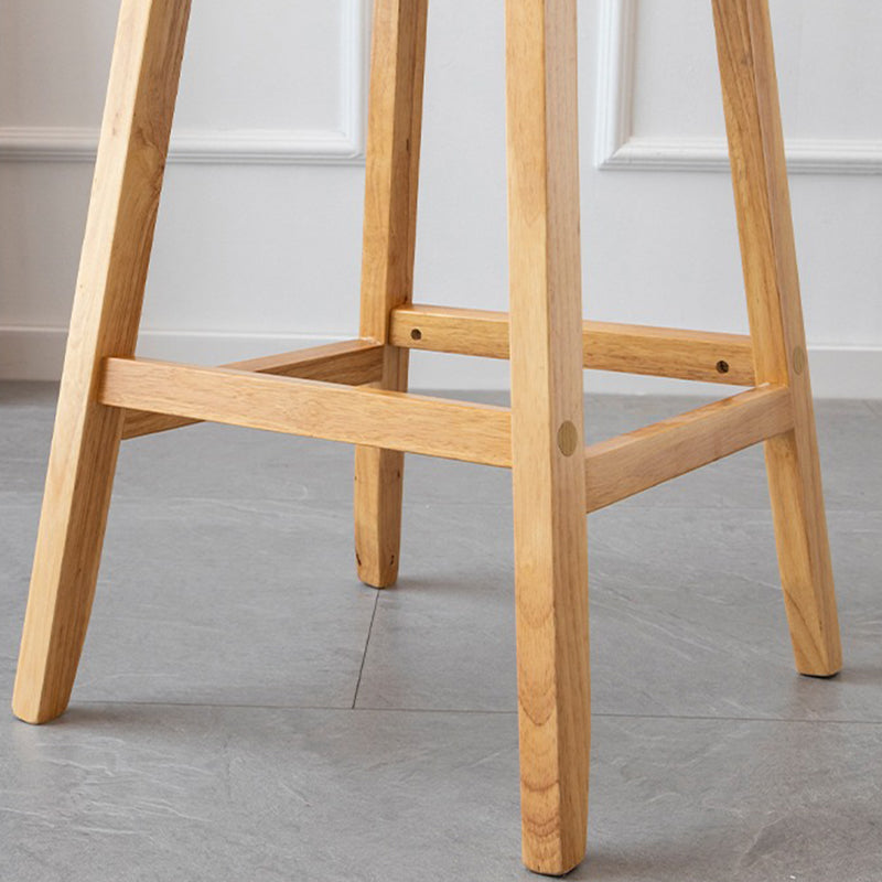 Bucket Upholstered Solid Wood Indoor Bar Stools with Footrest