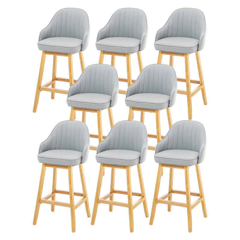 Bucket Upholstered Solid Wood Indoor Bar Stools with Footrest