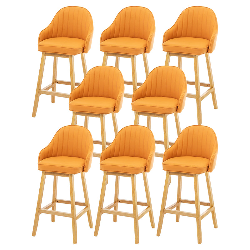 Bucket Upholstered Solid Wood Indoor Bar Stools with Footrest