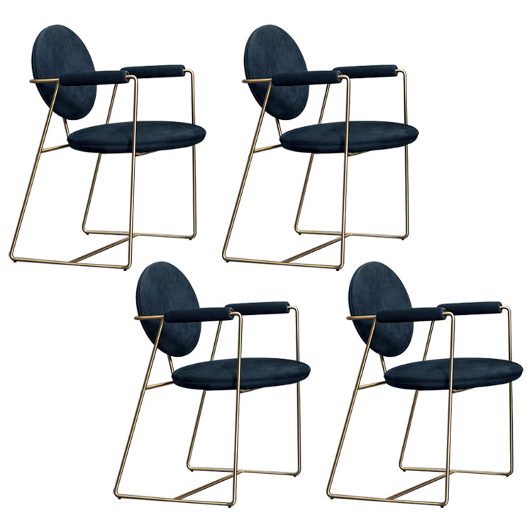 Blue and Gold Contemporary Faux Leather Dining Accent Chair for Home