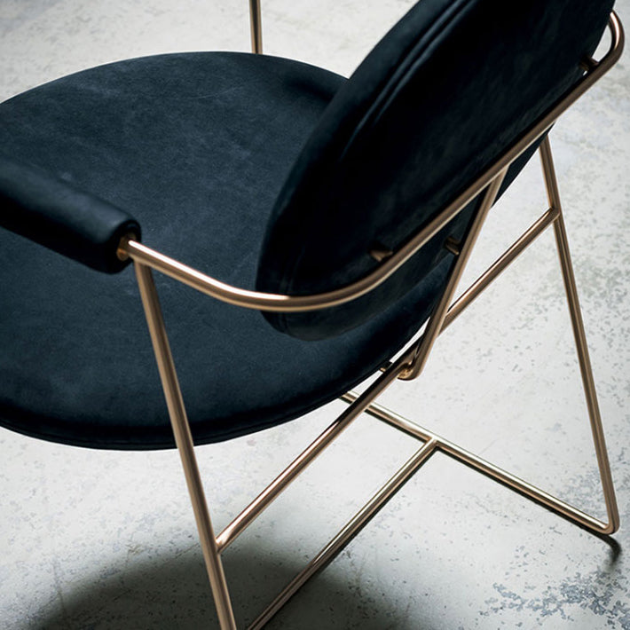Blue and Gold Contemporary Faux Leather Dining Accent Chair for Home
