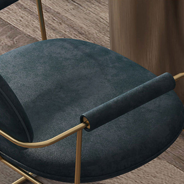 Blue and Gold Contemporary Faux Leather Dining Accent Chair for Home