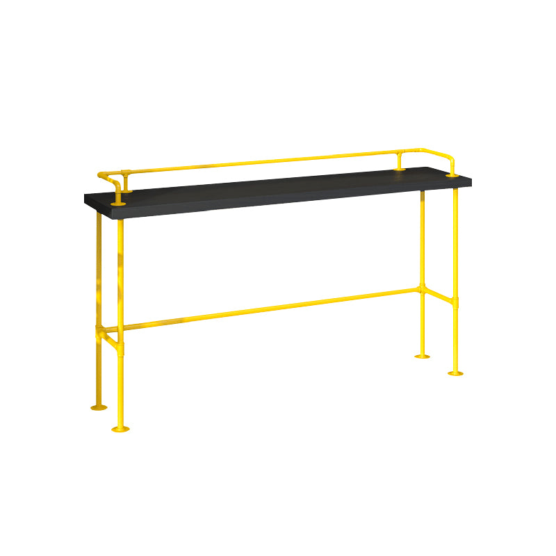 1/4 Pieces Industrial Rectangle Solid Wood Counter Table with High Stools