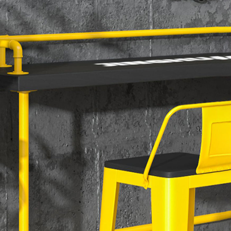 1/4 Pieces Industrial Rectangle Solid Wood Counter Table with High Stools