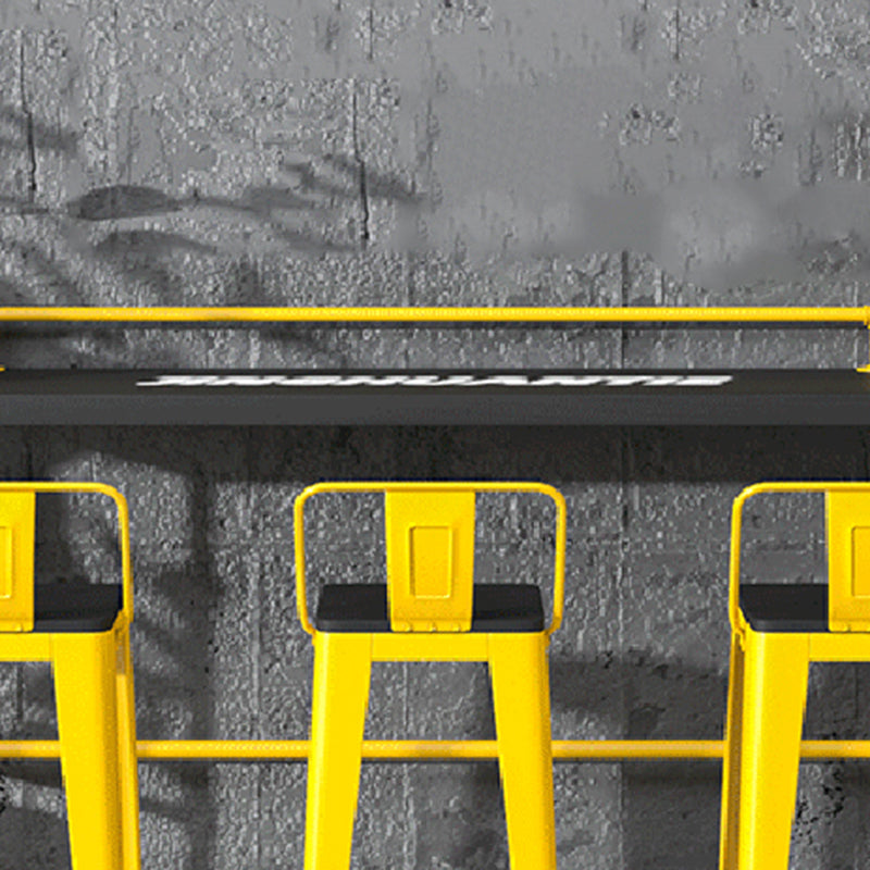 1/4 Pieces Industrial Rectangle Solid Wood Counter Table with High Stools